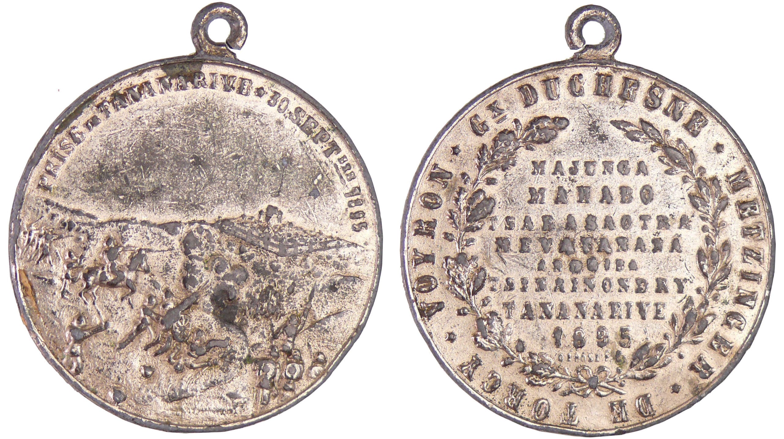 Madagascar - Médaille en étain - 1895. - Commémore la prise de Tananarive le 30 septembre 1895 Madagascar - Médaille en étain - 1895. - Commémore la prise de Tananarive le 30 septembre 1895