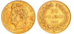 Louis-Philippe Ier (1830-1848) - 20 francs tête laurée 1845 W (Lille) Louis-Philippe Ier (1830-1848) - 20 francs tête laurée 1845 W (Lille)