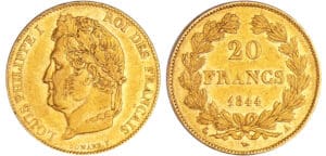 Louis-Philippe Ier (1830-1848) - 20 francs tête laurée 1844 A (Paris) Louis-Philippe Ier (1830-1848) - 20 francs tête laurée 1844 A (Paris)