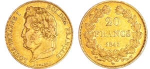 Louis-Philippe Ier (1830-1848) - 20 francs tête laurée 1843 W (Lille) Louis-Philippe Ier (1830-1848) - 20 francs tête laurée 1843 W (Lille)