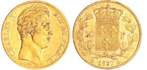 Charles X (1824-1830) - 20 francs 1827 A (Paris) 4 1/2 feuilles Charles X (1824-1830) - 20 francs 1827 A (Paris) 4 1/2 feuilles