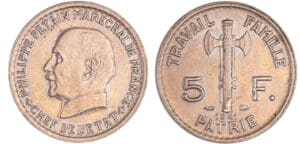 Etat Français (1940-1944) - 5 francs maréchal Pétain 1941