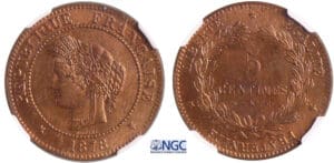 Troisième République (1871-1940) - 5 centimes Cérès 1878 K (Bordeaux)