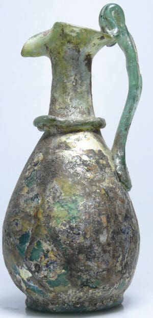 Romain - Oenoché en verre irisé - 1er-3ème siècle