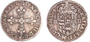 Navarre - Henri III de Navarre, II de Béarn - Quart d'écu 1584 (Pau)