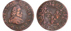 Champagne - Comté de Rethel - Charles de Gonzague - Double tournois 1637 (Charleville) Champagne - Comté de Rethel - Charles de Gonzague - Double tournois 1637 (Charleville)