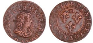 Dombes - Gaston d'Orléans - Denier tournois 1649 (Trevoux) Dombes - Gaston d'Orléans - Denier tournois 1649 (Trevoux)
