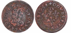 Dombes - Gaston d'Orléans - Double tournois 1642 (Trévoux) Dombes - Gaston d'Orléans - Double tournois 1642 (Trévoux)