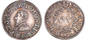 Dombes - Henri II de Montpensier - Essai en argent du double tournois 1609 (Trévoux) Dombes - Henri II de Montpensier - Essai en argent du double tournois 1609 (Trévoux)