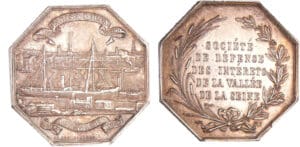 Jeton en argent - Société de défense des intérêts de la vallée de la Seine Jeton en argent - Société de défense des intérêts de la vallée de la Seine
