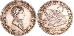 Napoléon 1er (1804-1814) - Jeton en argent - Agence de change de Lyon 1803 (1845-1860) Napoléon 1er (1804-1814) - Jeton en argent - Agence de change de Lyon 1803 (1845-1860)