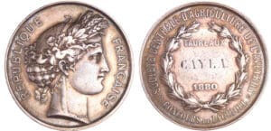 Médaille argent - Concours agricole de Laguiole, Aveyron 1880 Médaille argent - Concours agricole de Laguiole, Aveyron 1880