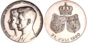 Médaille de mariage - Mariage de la princesse Diane de France, fille du comte de Paris 1960 Médaille de mariage - Mariage de la princesse Diane de France, fille du comte de Paris 1960