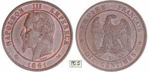 Napoléon III (1852-1870) - 10 centimes tête laurée 1861 K (Bordeaux)