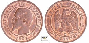 Napoléon III (1852-1870) - 10 centimes tête nue 1853 D (Lyon)