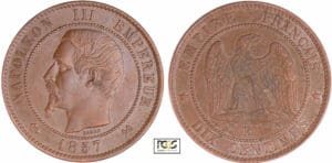 Napoléon III (1852-1870) - 10 centimes tête nue 1857 B (Rouen)