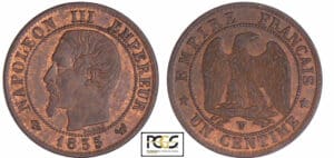 Napoléon III (1852-1870) - 1 centime tête nue 1855 W (Lille)