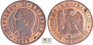 Napoléon III (1852-1870) - 5 centimes tête nue 1853 BB (Strasbourg)