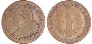 Constitution (1791-1792) - 6 deniers type FRANCAIS 1792 BB (Strasbourg) Constitution (1791-1792) - 6 deniers type FRANCAIS 1792 BB (Strasbourg)