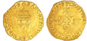 Henri III (1574-1589) - Ecu d'or - 1578 B (Rouen) Henri III (1574-1589) - Ecu d'or - 1578 B (Rouen)