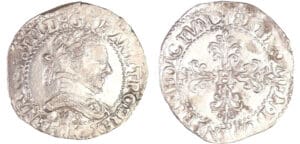 Henri III (1574-1589) - Demi-franc au col plat - 1589 K (Bordeaux) Henri III (1574-1589) - Demi-franc au col plat - 1589 K (Bordeaux)