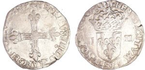 Henri III (1574-1589) - Quart d'écu - 1579 9 (Rennes) Henri III (1574-1589) - Quart d'écu - 1579 9 (Rennes)