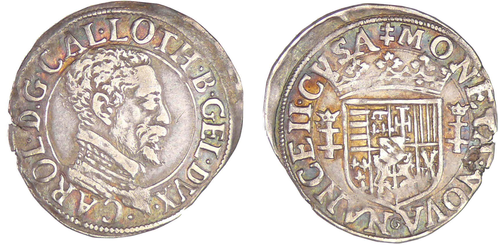Lorraine - Duché de Lorraine - Charles III - Quart de teston au buste vieux et au col plat (Nancy) Lorraine - Duché de Lorraine - Charles III - Quart de teston au buste vieux et au col plat (Nancy)
