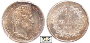 Louis-Philippe Ier (1830-1848) - 1/4 de franc 1840 A( Paris) Louis-Philippe Ier (1830-1848) - 1/4 de franc 1840 A( Paris)