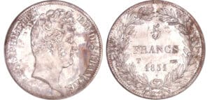 Louis-Philippe Ier (1830-1848) - 5 francs tête nue tranche en creux 1831 T (Nantes)