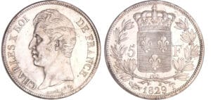 Charles X (1824-1830) - 5 francs 2ème type 1829 T (Nantes)