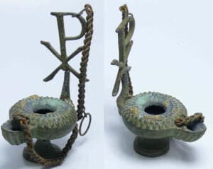 Byzantin - Lampe à huile en bronze - 600/800