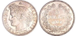 Gouvernement de défense nationale (1870-1871) - 5 francs Cérès avec légende - 1870 A (Paris) Gouvernement de défense nationale (1870-1871) - 5 francs Cérès avec légende - 1870 A (Paris)