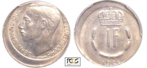 Luxembourg - Jean (1964-2000) - Franc 1965 frappe décalée