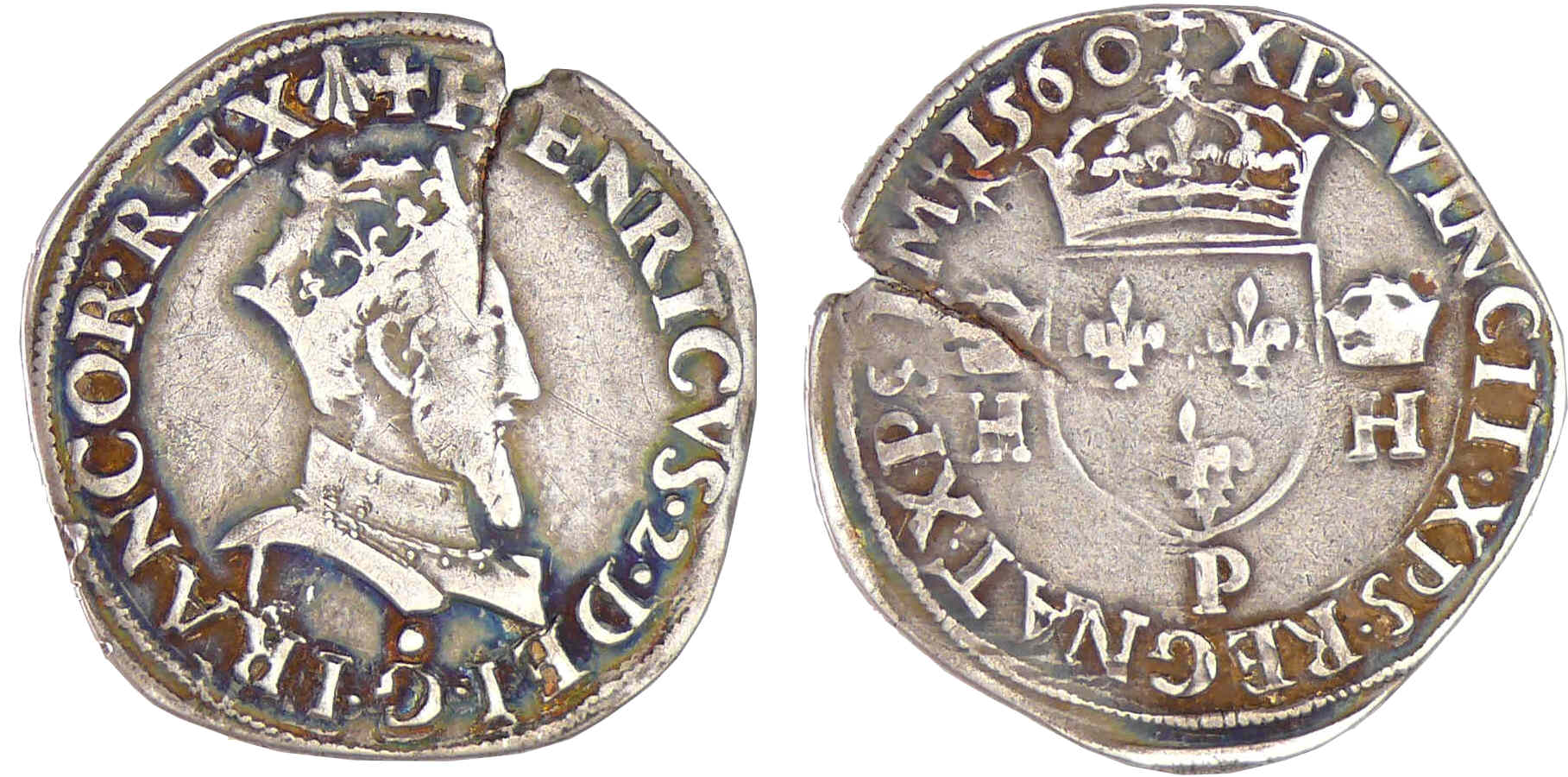 François II (1559-1560) - 1/2 teston - 1er type - 1560 P (Dijon) François II (1559-1560) - 1/2 teston - 1er type - 1560 P (Dijon)