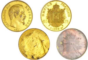 Napoléon III (1852-1870) - 50 francs tête nue, clichés unifaces 1855 avers et revers