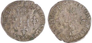Henri III (1574-1589) - Double sol parisis - 1579 B (Rouen) Henri III (1574-1589) - Double sol parisis - 1579 B (Rouen)