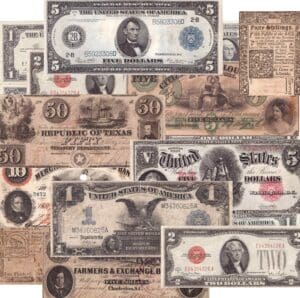 Lot de 59 lot de billets des Etats-Unis décrits du lot 1642 à 1702