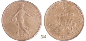 Troisième république (1871-1940) - 2 francs Semeuse 1900 flan mat