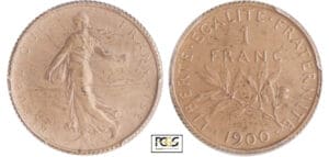 Troisième république (1871-1940) - 1 franc Semeuse 1900 flan mat
