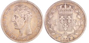 Charles X (1824-1830) - 5 francs 1er type 1825 A (Paris) Charles X (1824-1830) - 5 francs 1er type 1825 A (Paris)