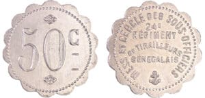 Sénégal - Régiments coloniaux - Cercle des sous-officiers du 24e R.T.S. - 50 centimes s.d