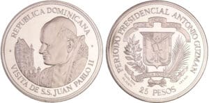 Dominique (République) - 25 pesos 1979 - Visite du Pape Jean-Paul II