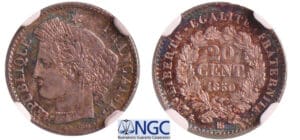 Deuxième république (1848-1852) - 20 centimes Cérès 1850 BB (Strasbourg) Deuxième république (1848-1852) - 20 centimes Cérès 1850 BB (Strasbourg)