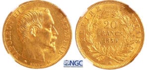 Napoléon III (1852-1870) - 20 francs tête nue 1859 BB (Strasbourg)