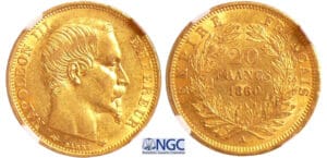 Napoléon III (1852-1870) - 20 francs tête nue 1860/50 A (Paris)