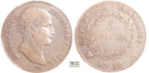 Bonaparte premier consul (1799-1804) - 5 francs An 12 U (Turin)