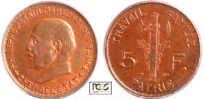 Etat Français (1940-1944) - Pétain - 5 francs 1941 essai