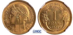 Troisième république (1871-1940) - 1 franc Morlon bronze-alu 1938