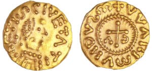 Mérovingiens - Metz - Monétaire Warimundus - Trémissis, vers 670 Mérovingiens - Metz - Monétaire Warimundus - Trémissis, vers 670