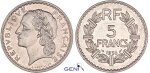 Troisième république (1871-1940) - 5 francs Lavrillier nickel 1936